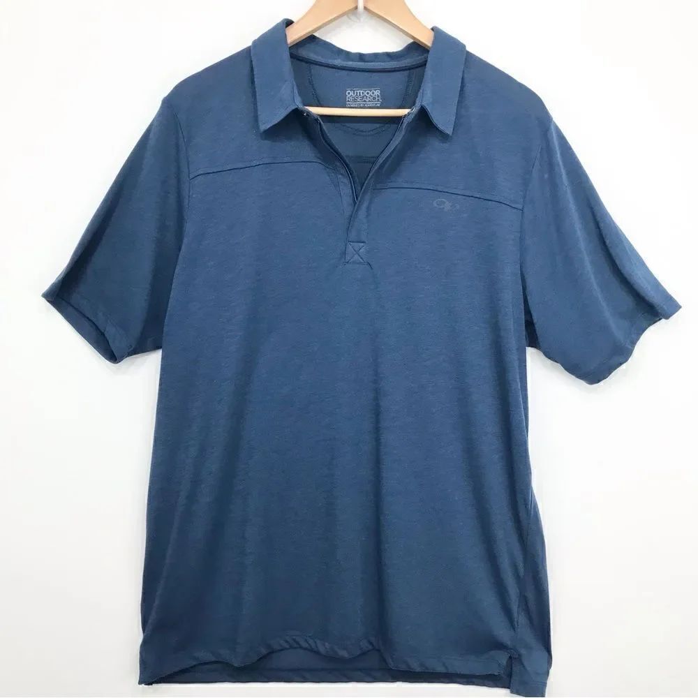 Outdoor Research Blue Quarter Zip Lightweight Performance Dri Release Polo Shirt